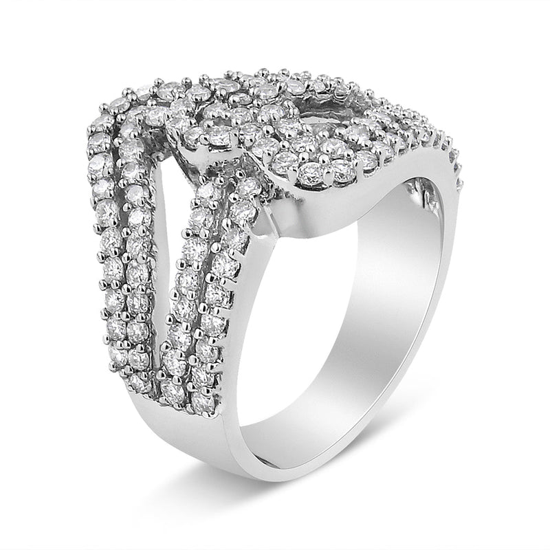 Bids.com 14K White Gold 1 1/2 Cttw Diamond Open Double Heart Bypass Ring Band (H-I Color, VS1-VS2 Clarity) - Ring Size 7 Rings
