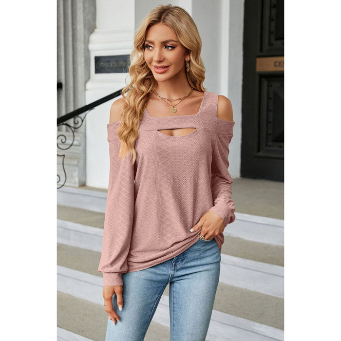 Cold Shoulder Square Neck Cutout Blouse