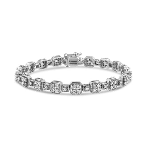 Bids.com 10K White Gold 2.0 Cttw Diamond Square Link Bracelet (J-K Color, I2-I3 Clarity) - Size 7.25" Bracelets