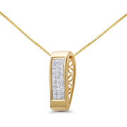 Bids.com 14K Yellow Gold 1/2 Cttw Invisible Set Princess Cut Diamond Vertical Bar Block Pendant 18" Necklace (H-I Color, SI2-I1 Clarity) Necklaces