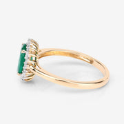 Bids.com 1.34 Carat Genuine Zambian Emerald and White Diamond 14K Yellow Gold Ring Rings