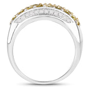 Bids.com 1.91 Carat Genuine Yellow Diamond and White Diamond .925 Sterling Silver Ring Rings