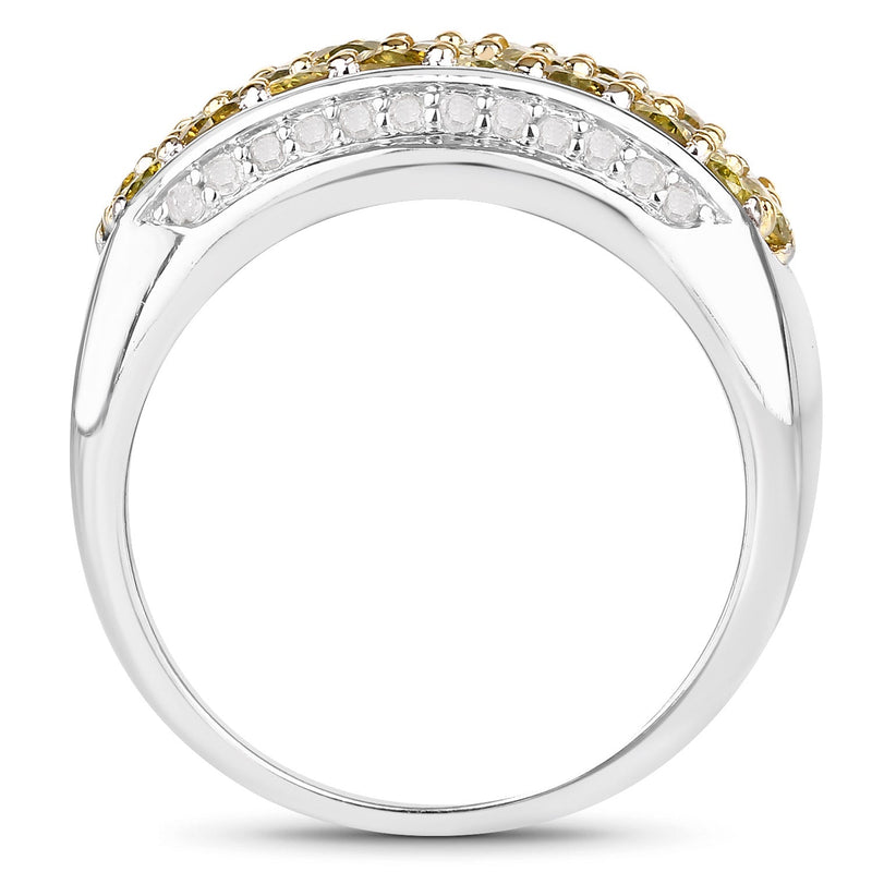 Bids.com 1.91 Carat Genuine Yellow Diamond and White Diamond .925 Sterling Silver Ring Rings