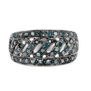 Bids.com 0.60 Carat Genuine Blue Diamond .925 Sterling Silver Ring Rings