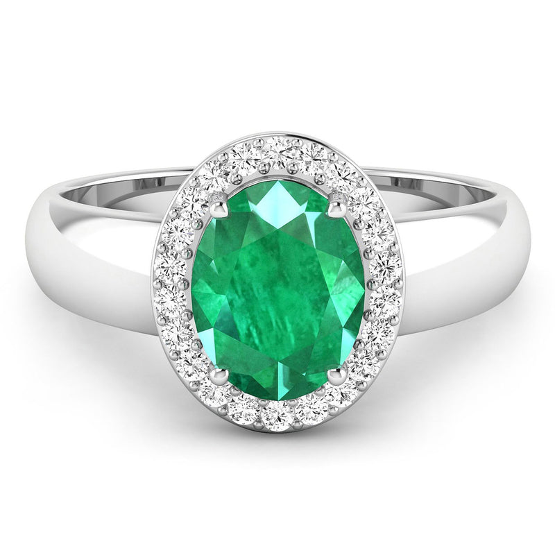 Bids.com 1.87 Carat Genuine Zambian Emerald and White Diamond 14K White Gold Ring Rings