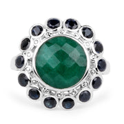Bids.com 6.88 Carat Dyed Emerald & Blue Sapphire .925 Sterling Silver Ring Rings
