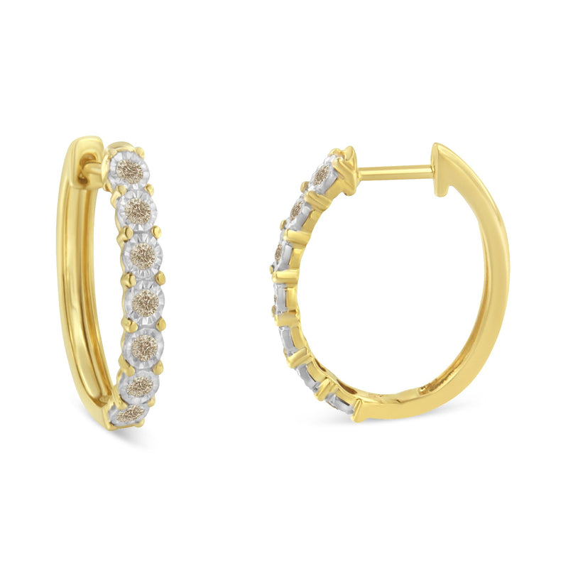 Bids.com 10KT Two-Toned Gold Diamond Hoop Earring (1/2 cttw, J-K Color, I2-I3 Clarity) Earrings