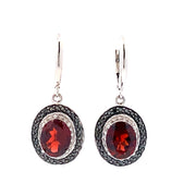 Bids.com .38ct Garnet Diamond Dangle Earrings Sterling Silver Earrings