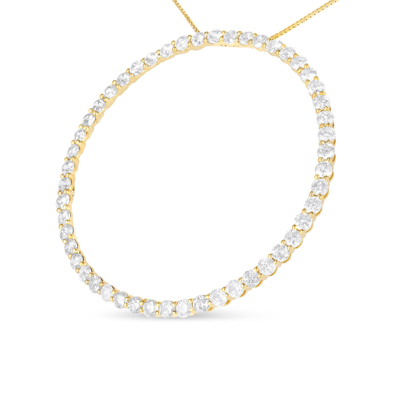 Bids.com 10K Yellow Gold Plated .925 Sterling Silver 4 Cttw Diamond Circle Hoop 18" Pendant Necklace (J-K Color, I1-I2 Clarity) Necklaces