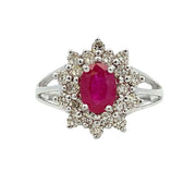 Bids.com 1.65ct Ruby Diamond Ring 14KT White Gold Rings