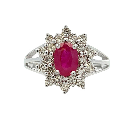 Bids.com 1.65ct Ruby Diamond Ring 14KT White Gold Rings