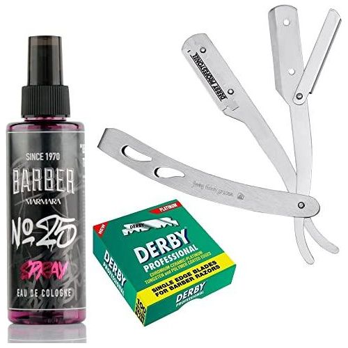 Barbersets - The Shave Factory Straight Edge Razor Kit (Matte/Barber No25 50Ml Cologne / 100 Derby Professional Single Edge Razor Blades)