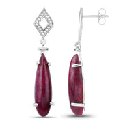 Bids.com 23.25 Carat Dyed Ruby and White Topaz .925 Sterling Silver Earrings Earrings