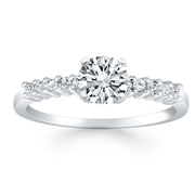 Bids.com 14k White Gold Shared Prong Accent Diamond Engagement Ring Rings