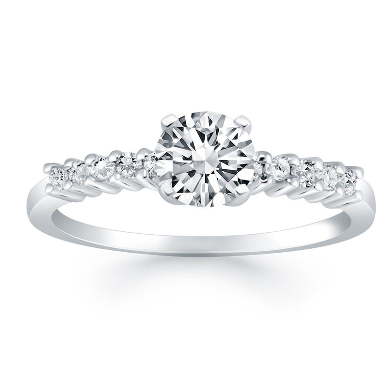 Bids.com 14k White Gold Shared Prong Accent Diamond Engagement Ring Rings