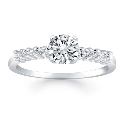 Bids.com 14k White Gold Shared Prong Accent Diamond Engagement Ring Rings