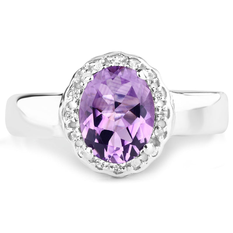 Bids.com 1.68 Carat Genuine  Amethyst and White Topaz .925 Sterling Silver Ring Rings
