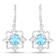 Bids.com 5.30 Carat Genuine Swiss Blue Topaz .925 Sterling Silver Earrings Earrings