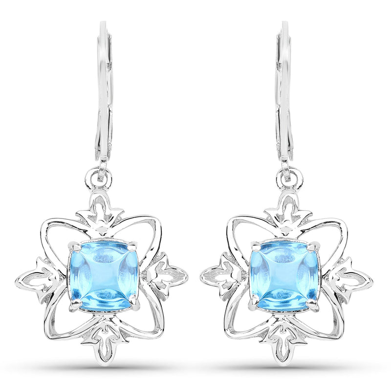 Bids.com 5.30 Carat Genuine Swiss Blue Topaz .925 Sterling Silver Earrings Earrings