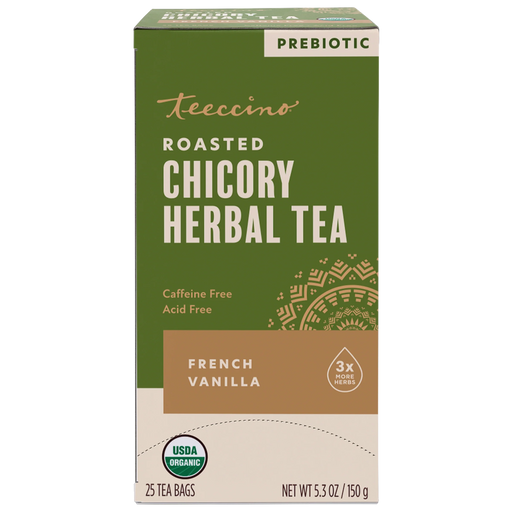 Teeccino French Vanilla Roasted Herbal Tea Herbal Tea Dark Olive Green 25 tea bags