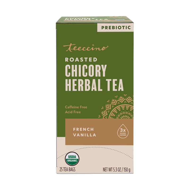 Teeccino French Vanilla Roasted Herbal Tea Herbal Tea Dark Olive Green 25 tea bags