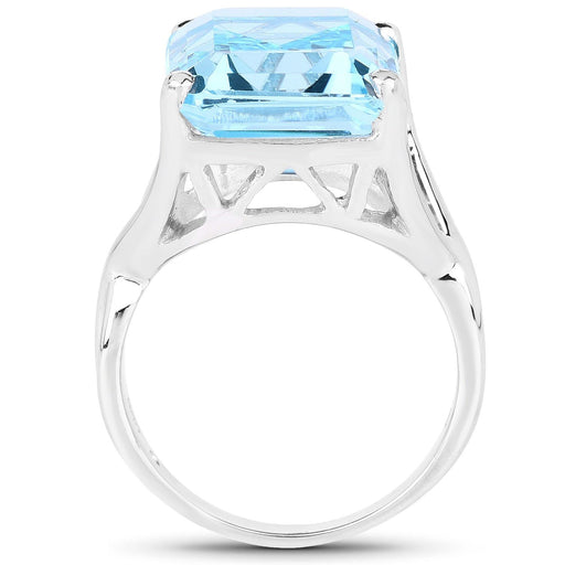 Bids.com 14.20 Carat Genuine Blue Topaz .925 Sterling Silver Ring Rings