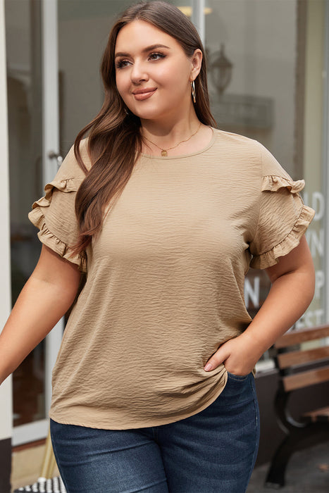 Ruffled Short Sleeve Plus Size Top