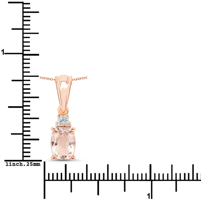 Bids.com 1.12 Carat Genuine Morganite and White Topaz .925 Sterling Silver Pendant Pendants