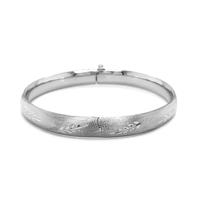 Bids.com Classic Floral Carved Bangle in 14k White Gold (8.0mm) Bracelets