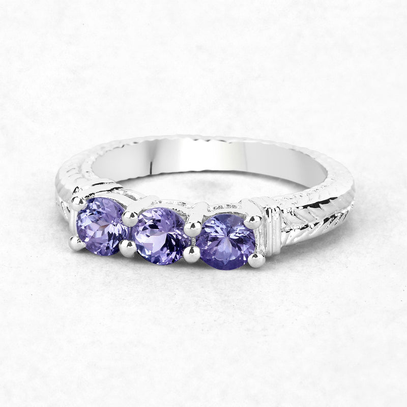 Bids.com 1.11 Carat Genuine Tanzanite .925 Sterling Silver Ring Rings