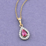 Bids.com 1.03 Carat Genuine Ruby and White Diamond 14K Yellow Gold Pendant Pendants
