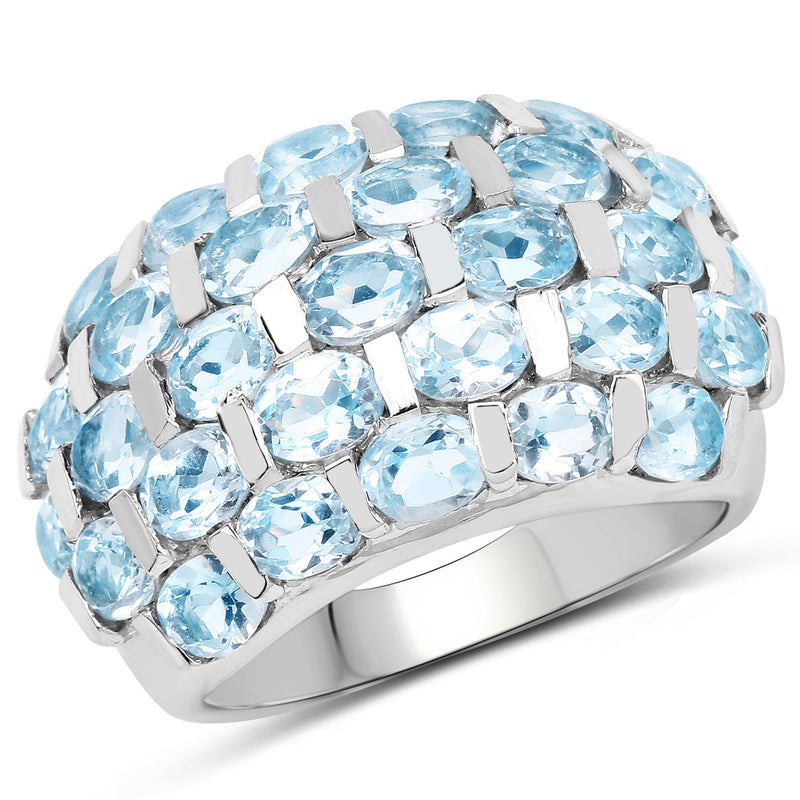 Bids.com 5.51 Carat Genuine Blue Topaz .925 Sterling Silver Ring Rings