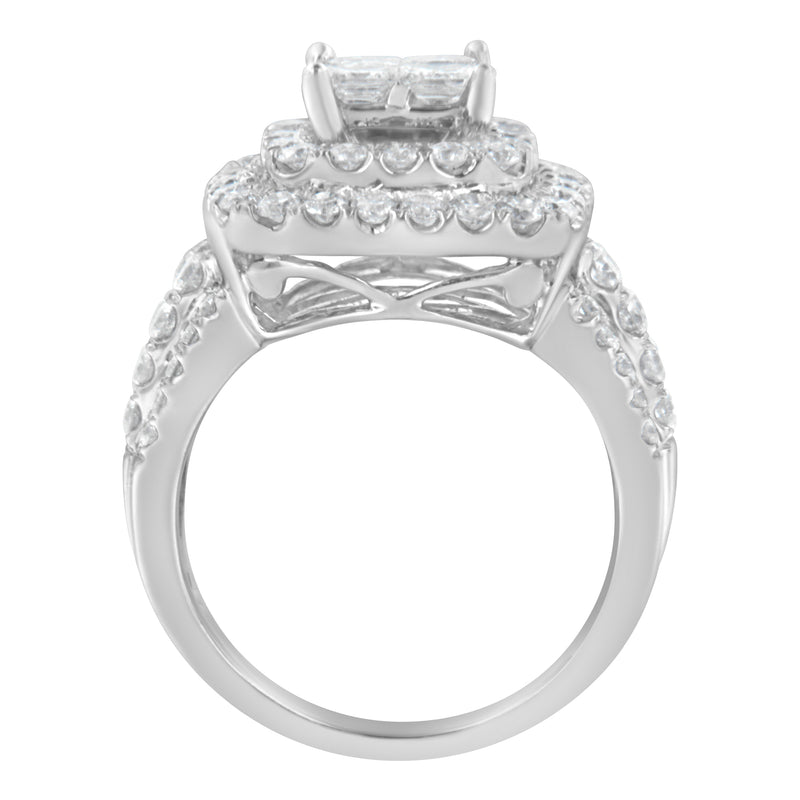 Bids.com 14KT White Gold Round and Princess Diamond Ring (2 1/4 cttw, H-I Color, SI1-SI2 Clarity) Rings