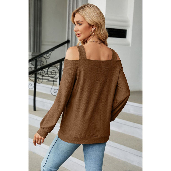 Cold Shoulder Square Neck Cutout Blouse