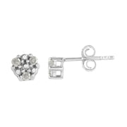 Bids.com .925 Sterling Silver 1/10 cttw Prong Set Round-Cut Trio Diamond Stud Earrings (I-J Color, I3 Clarity) Earrings