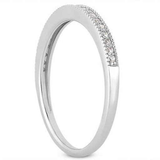 Bids.com 14k White Gold Diamond Micro Pave Diamond Milgrain Wedding Ring Band Rings