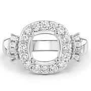 Bids.com 0.73 Carat Genuine White Diamond 14K White Gold Semi Mount Ring - holds 8x8mm Cushion Gemstone Rings