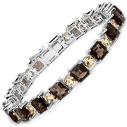 Bids.com 23.46 Carat Genuine Smoky Quartz and Citrine .925 Sterling Silver Bracelet Bracelets