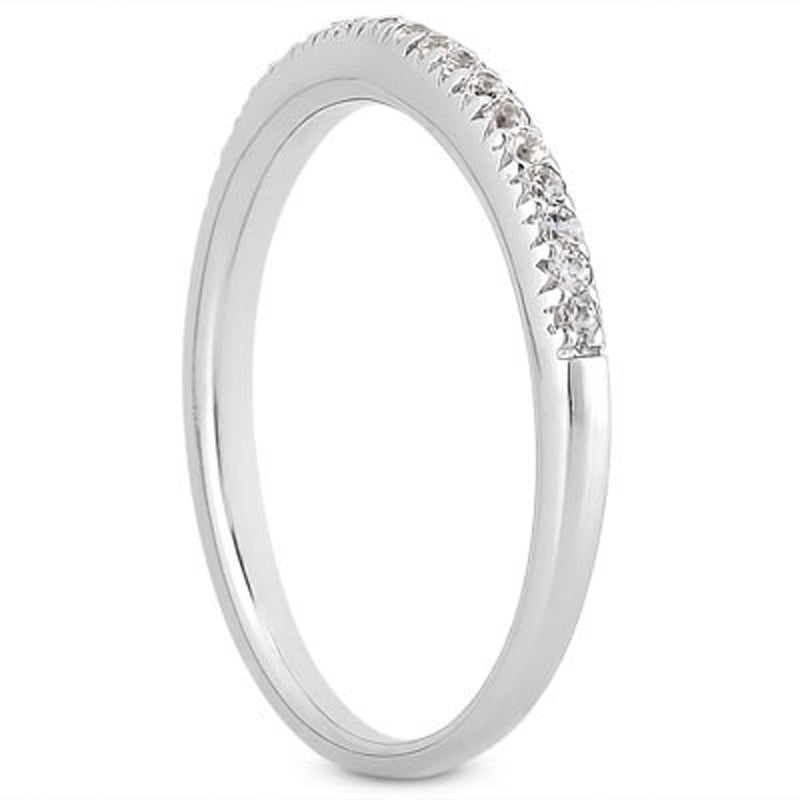 Bids.com 14k White Gold Fancy Engraved Pave Diamond Wedding Ring Band Rings