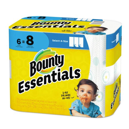 Bounty Bounty Essentials Paper Towels, Select-a-size, White, 83-sheets, 6 Big Rolls Paper Towels