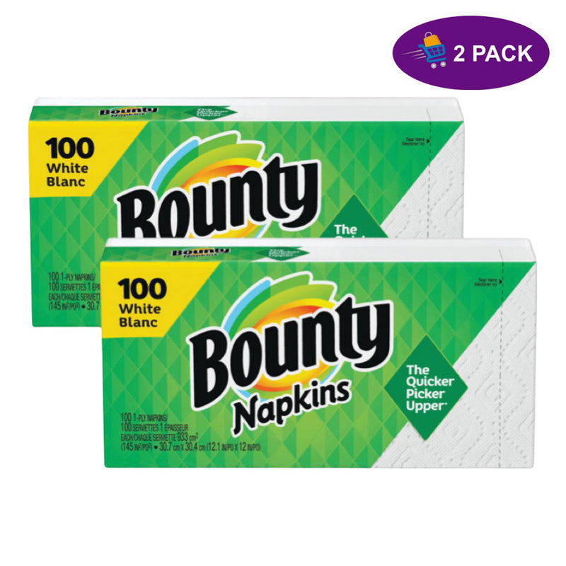 Bounty Bounty Quilted Napkins - 1 Ply - 12.10" X 12" - White - Paper - Soft - 100 / Pack Paper Napkins