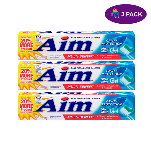 Aim Aim Cavity Protection Ultra Mint Gel Toothpaste Value Pack, 5.5 Oz Toothpaste