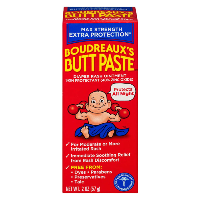 Boudreaux's Butt Paste Boudreaux's Butt Paste Maximum Strength, Baby Diaper Rash Cream, Ointment, 2 Oz Diaper Rash Treatments Red
