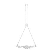 Bids.com .925 Sterling Silver Diamond Cushion Frame Heart-Sides Twist 4â€-10â€ Adjustable Bolo Tennis Bolo Bracelet (I-J Color, I3 Clarity) Bracelets