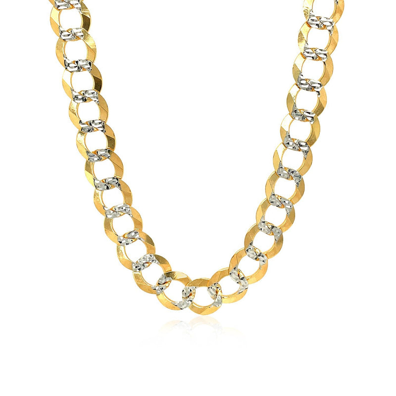 Bids.com 8.2 mm 14k Two Tone Gold Pave Curb Chain Necklaces