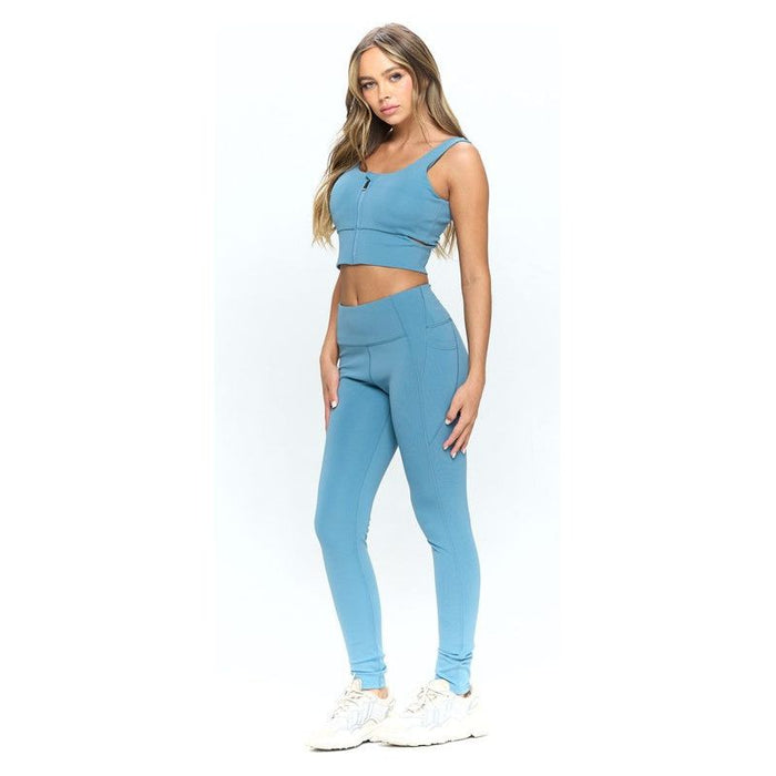 Zip Up Crop Sports Tank Top Set