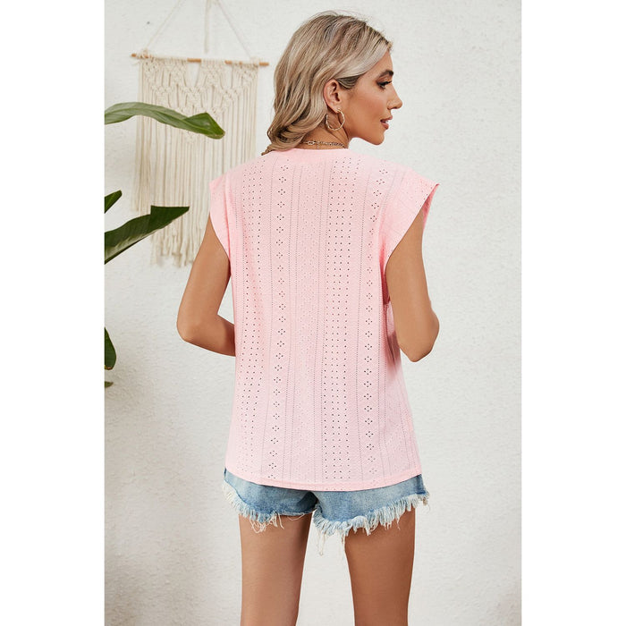 Eyelet Round Neck Tank