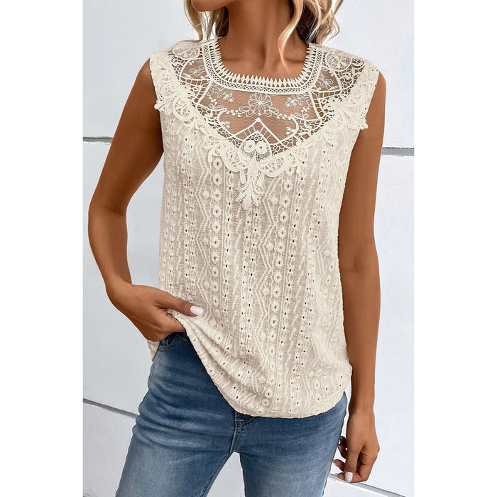 Lace Detail Eyelet Tank