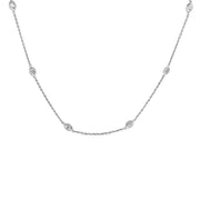Bids.com 14K White Gold 1.00 Cttw Bezel Set Round Diamond Marquise Shaped Milgrain Station 18" Collar Necklace (G-H Color, SI1-SI2 Clarity) Necklaces