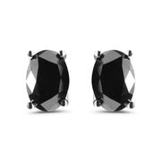 Bids.com 14K White Gold 3.00 Cttw Oval Cut Black Diamond Solitaire Stud Earrings (Black Color, I2-I3 Clarity) Earrings